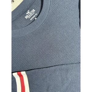 Hollister Y2K Preppy Navy Medium Waffle Boyfriend Long‎ sleeve Shirt